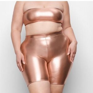 Skims Metallic Rose Gold | Swim|Biker Mid Waist Shorts
Size 3X| NWT